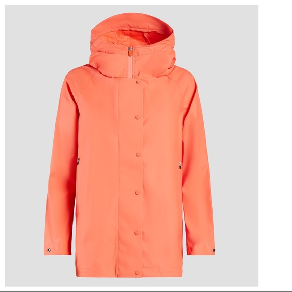 SAVE THE DUCK Snap Button Orange Rain Coat w/ hood - Picture 2 of 8